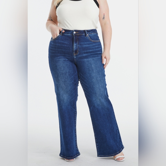 BAYEAS Full Size High Waist Cat's Whisker Wide Leg Jeans - Picture 15 of 15